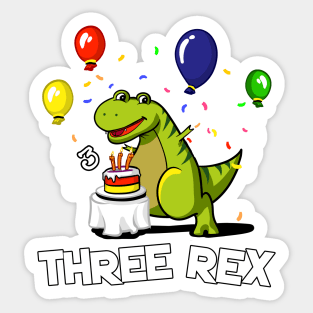 Three Rex 3rd Birthday Party T-Rex Dinosaur Sticker